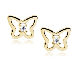 Cercei argint placati cu aur galben fluturasi cu piatra DiAmanti Z0695EG_W-DIA (Argint 925‰ 1,1 g.)